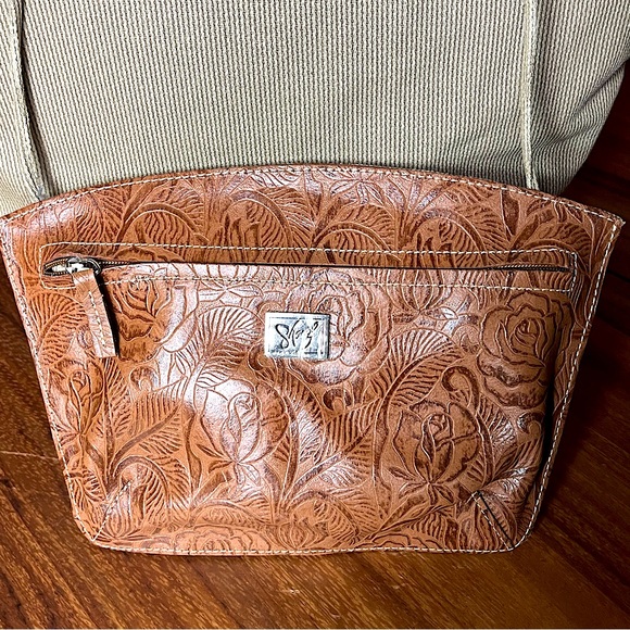 SHARIF Studio Tote Bag & Crossbody Bag Set Textured Canvas Embossed Leather NWOT - Picture 7 of 15